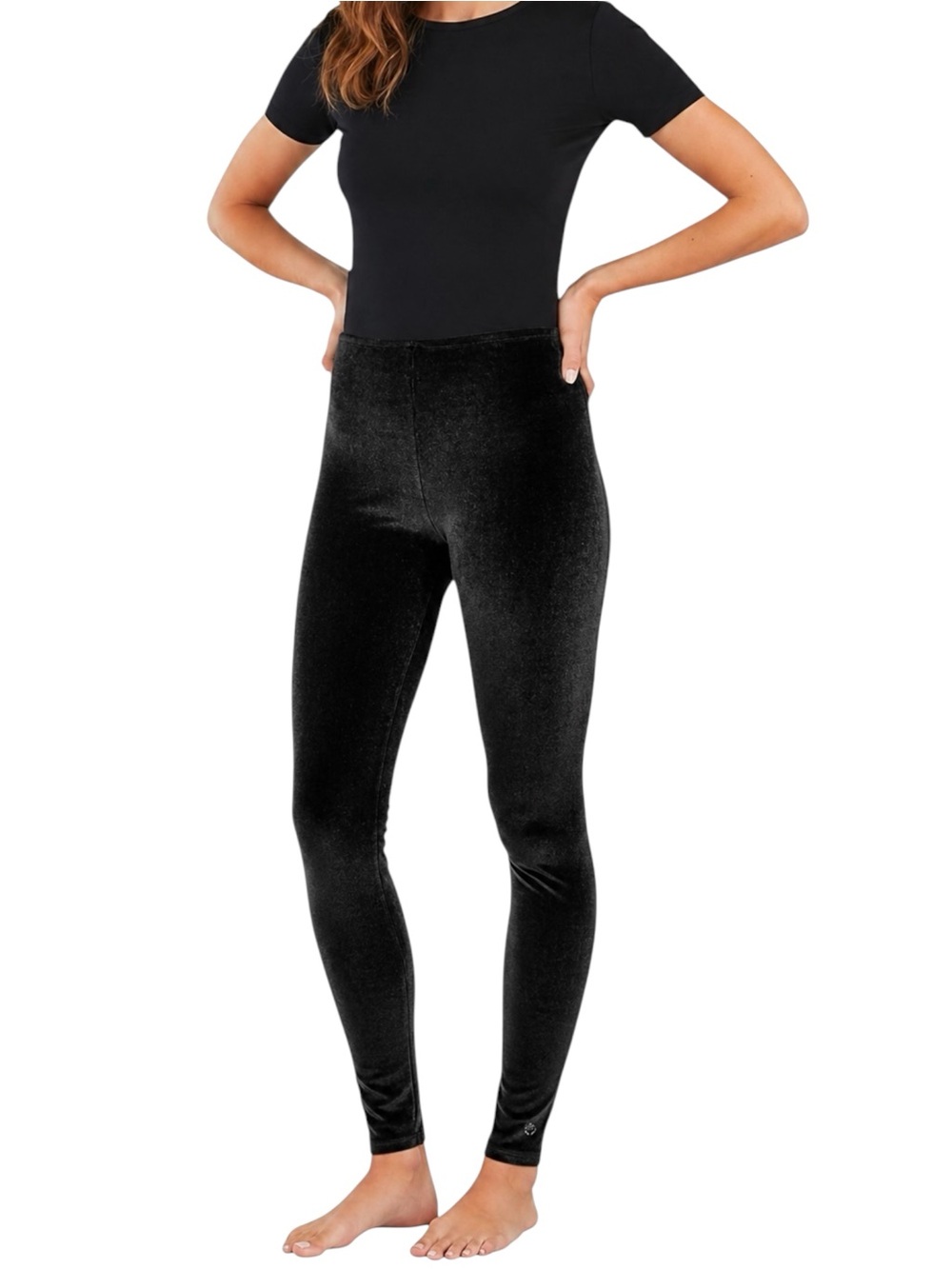 Cuddl Duds XL Double Plush Velour Leggings Black Soft Cozy Stretch BNIP